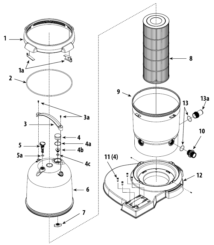 FILTER PARTS CARTRIDGE FILTER PARTS CLEARWATER II Waterway Parts Pool Supplies